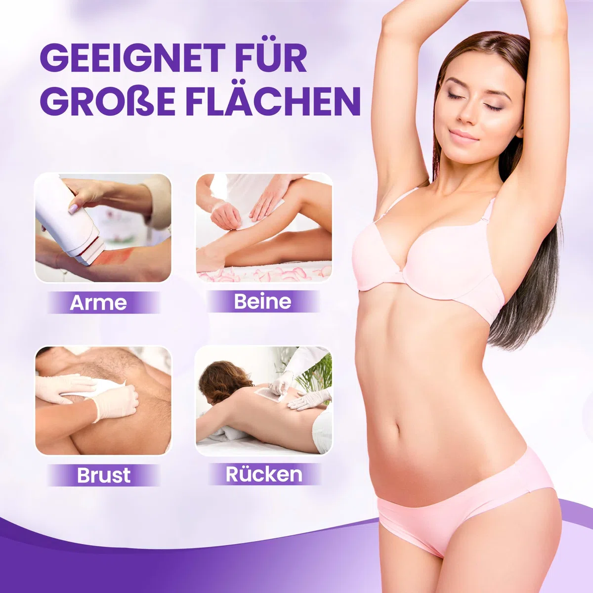 Dermawax Roll-On Wachswärmer Set – 100 ml Weintraube Warmwachs Wachspatrone für Haarentfernung, Anwendung mit Vliesstreifen für Beine, Arme, Rücken –Titanium Dioxid Wachs für empfindliche Haut