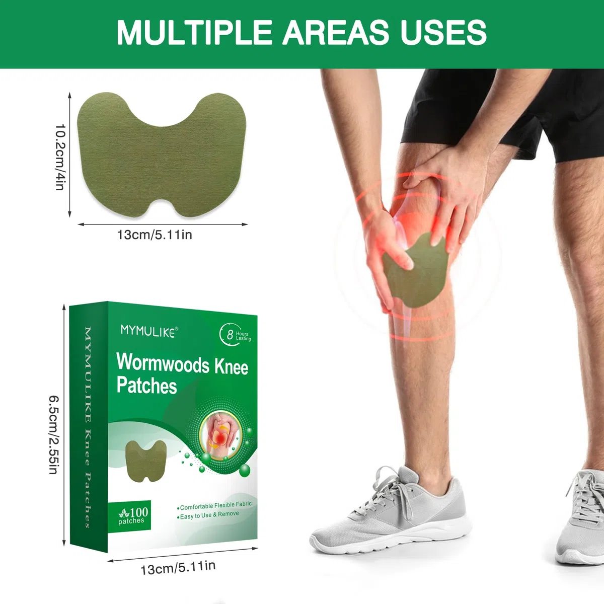 Knee Pain Relief Patch, 100Pcs MYMULIKE Schmerzlinderung pflaster, Wärmepflaster für schnell wirkende Pflaster, langlebig für Knie, Rücken, Nacken, Schulter, selbsterhitzendes Pflaster