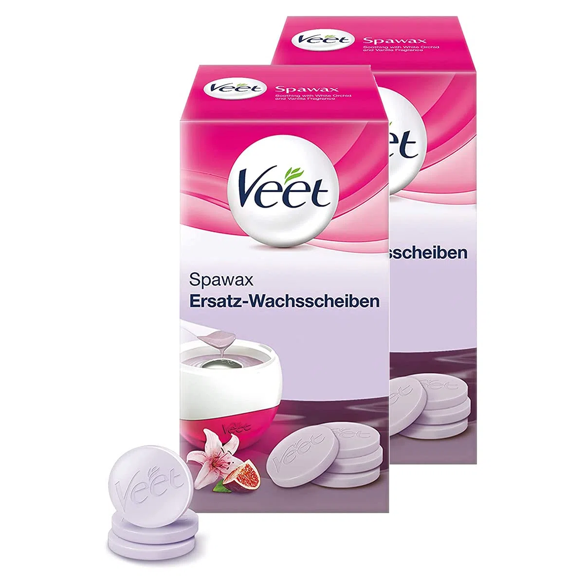 Veet Spawax Warmwachsscheiben für das Veet Spawax Wachsgerät – Langanhaltende Haarentfernung für seidig-glatte Haut – 2 x Refill-Packung mit 12 Wachsscheiben