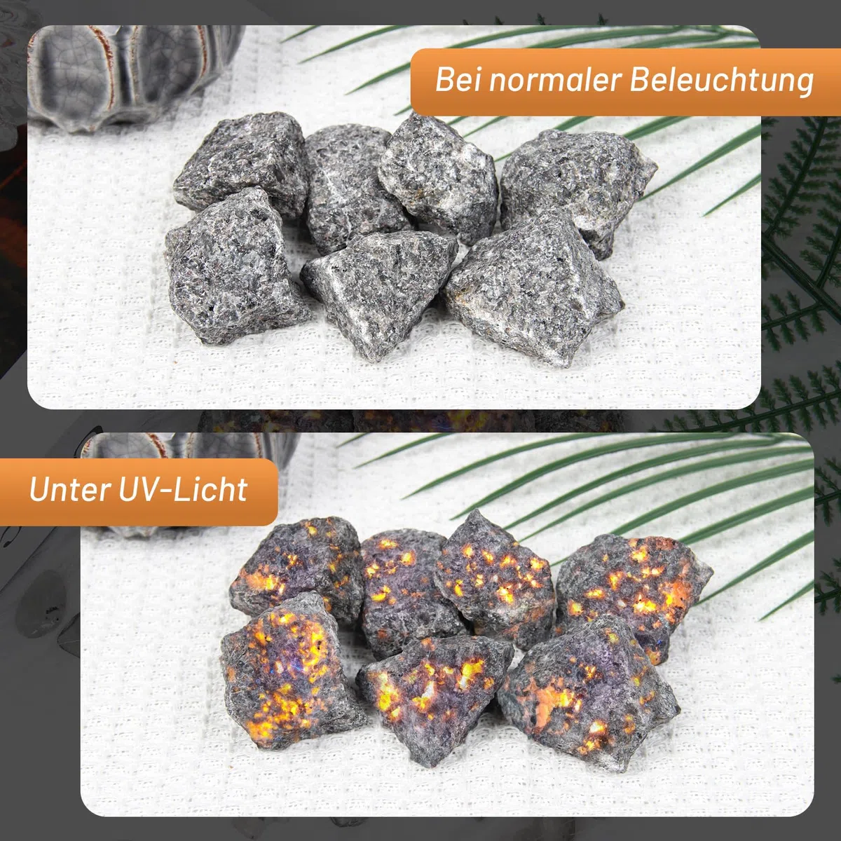 500 Gramm Rohe Yooperlite Steine – Natürliche UV-reaktive Fluoreszierende Mineralsteine für Dekoration, Sammlung & Display