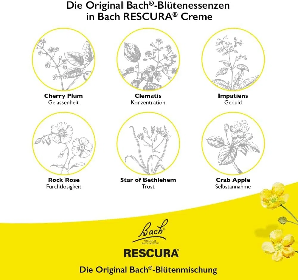 Bach RESCURA Bachblüten Creme I 150 ml I Bachblütencreme für empfindliche Haut I ehemals Rescue das Original