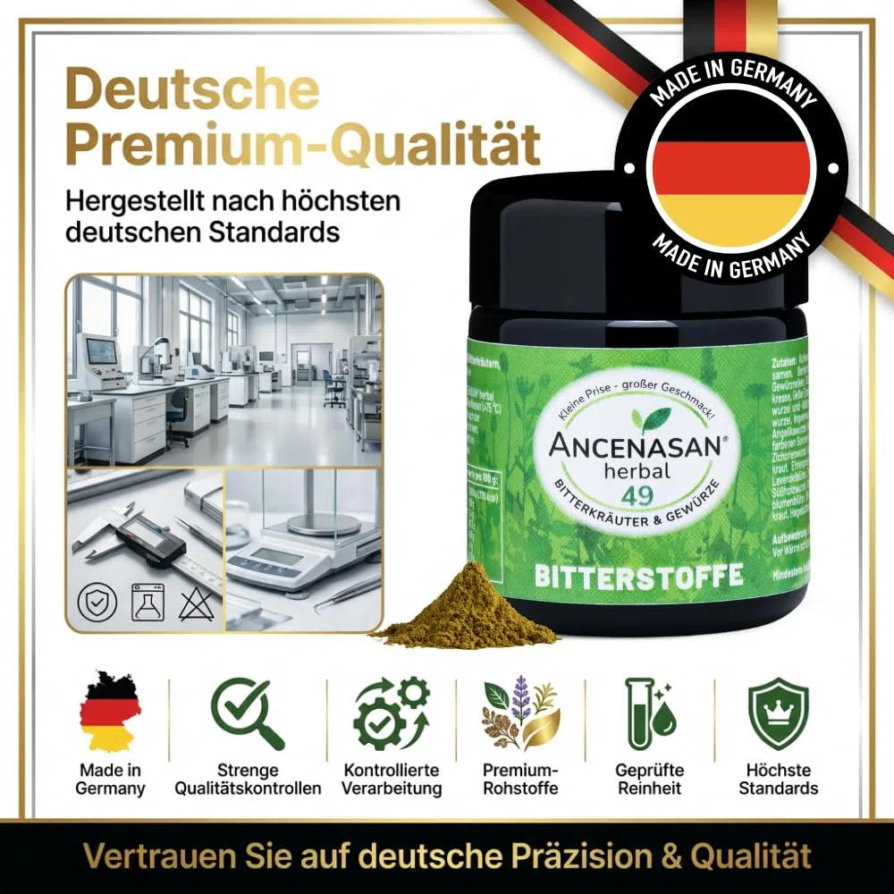 ANCENASAN herbal (120g) | 49-Bitterkräuter-Pulver | Mit natürlichen Bitterstoffen | Vegan Glutenfrei | Made in Germany