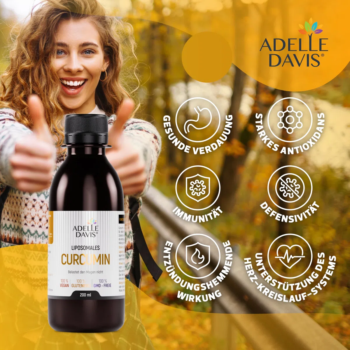 Liposomales Curcumin Flüssig 300 mg — Kurkuma Hochdosiert mit MCT-Öl — 200 ml Curcuma Extrakt Tropfen — Vegan, Glutenfrei — Hergestellt in EU