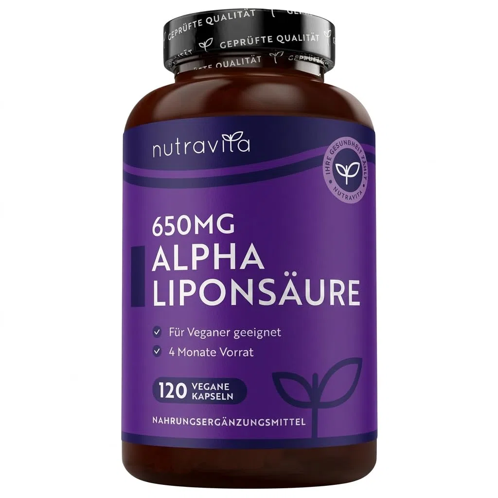 Nutravita Alpha Liponsäure 650 mg - 120 ALA Kapseln - 4-Monatsvorrat - Vegan Alpha Liponsäure Kapseln Hochdosiert Ohne synthetische Bindemittel oder Füllstoffe - Hergestellt im Vereinigten Königreich