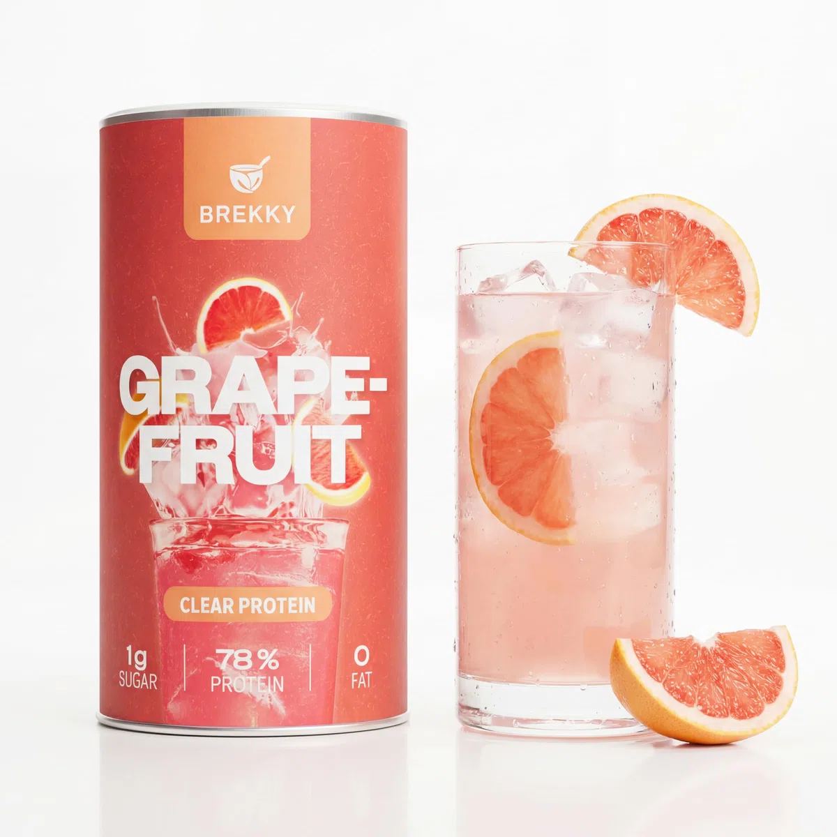 BREKKY - Vegan Clear Protein GRAPEFRUIT - spritziger & leckerer Shake - pflanzliche Clear Whey Protein Alternative auf Erbsenprotein Basis - Brekky Bowl