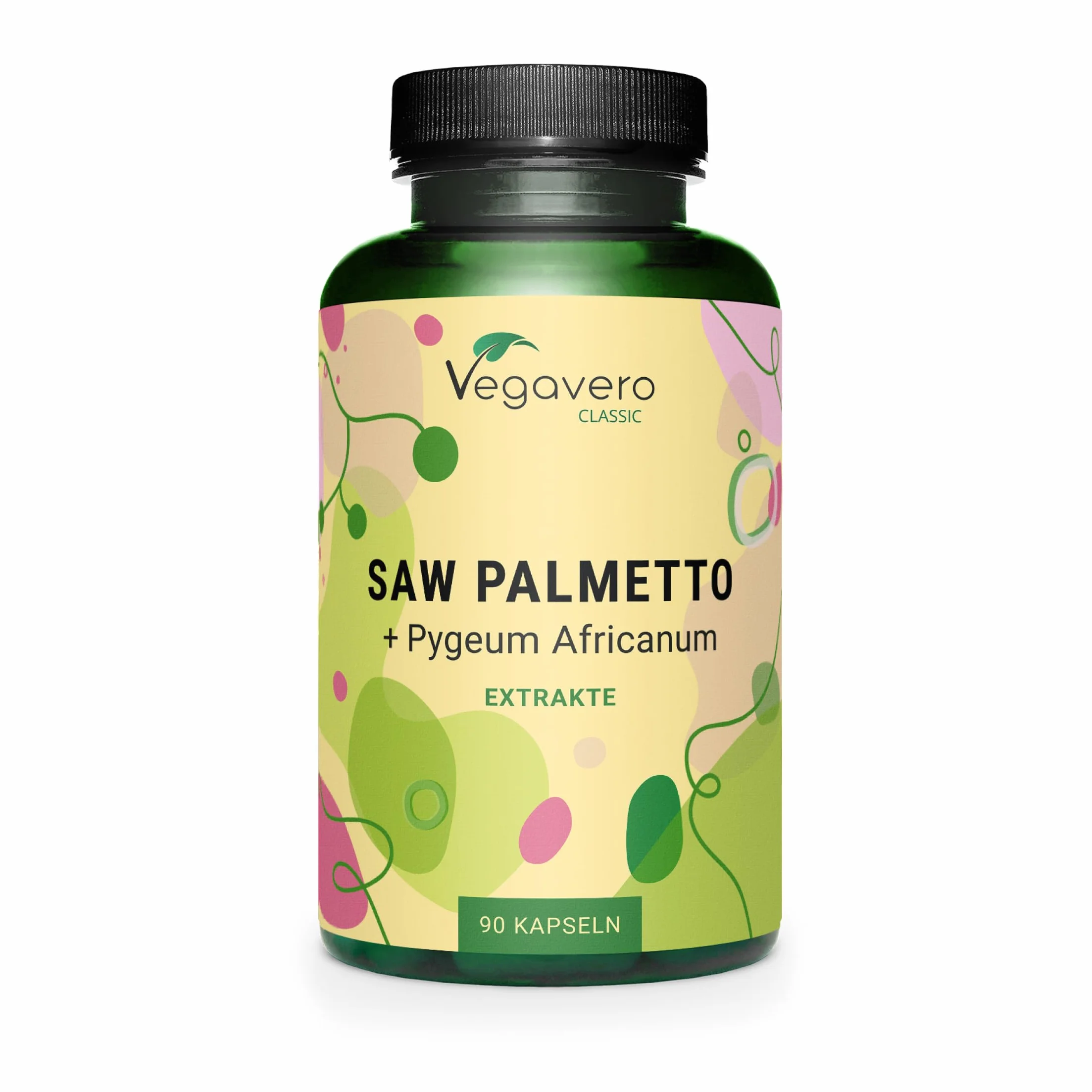 Sägepalme + Pygeum Africanum Vegavero | 500 mg Sägepalmenextrakt (20:1) & 200 mg Pygeum Extrakt (2:1) | 45% Fettsäuren & 10% Sterole | Vegan - Ohne Zusätze | 90 Kapseln