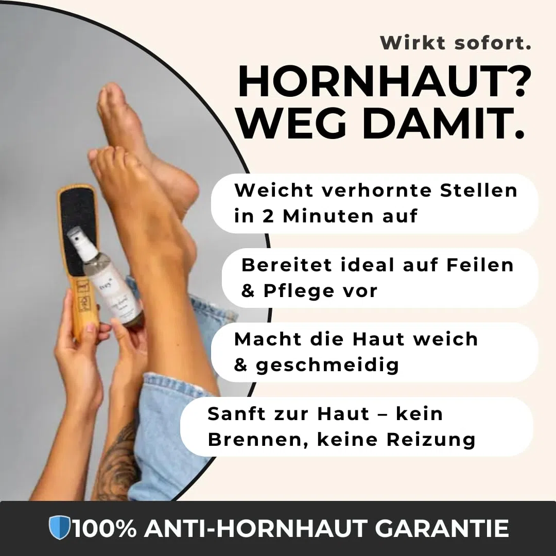 tvey" weg damit: Hornhautentferner Spray mit Soforteffekt - Mittel gegen Hornhaut und trockene Haut - mit extra viel Urea für weiche Füße - Hornhautweicher Made in Germany 100ml Vegan
