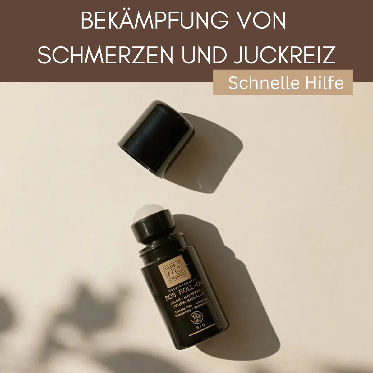 Thats me organic BIO-SOS-ROLL-ON Aloe 50ml – Naturkosmetik mit Arnika, Teufelskralle, Menthol – wärmend und kühlend bei Muskelverspannungen, Insektenstichen, Sonnenbrand, Schmerzen und Allergien