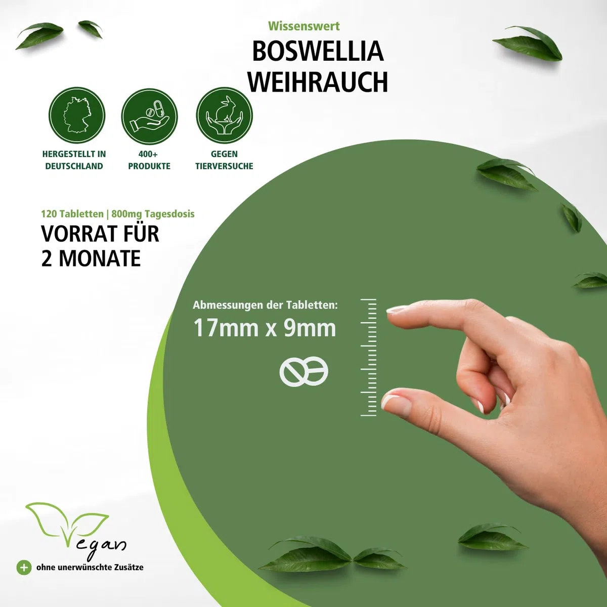 fairvital Weihrauch-Tabletten, Boswellia Serrata Extrakt 800mg Tagesdosis, Hochdosiertes Indischer Weihrauch mit mind. 65% Boswellia-Säuren, Vegan, 120 Tabletten