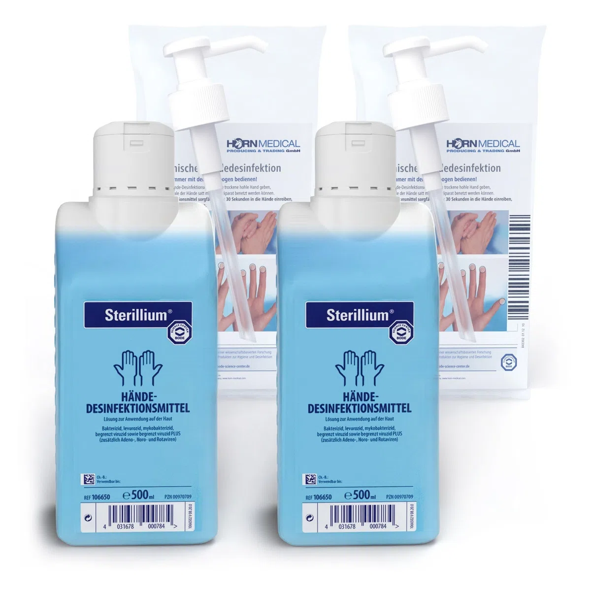 Dosierpumpen (2 Stück) mit Sterillium Händedesinfektionsmittel (2 x 500 ml)