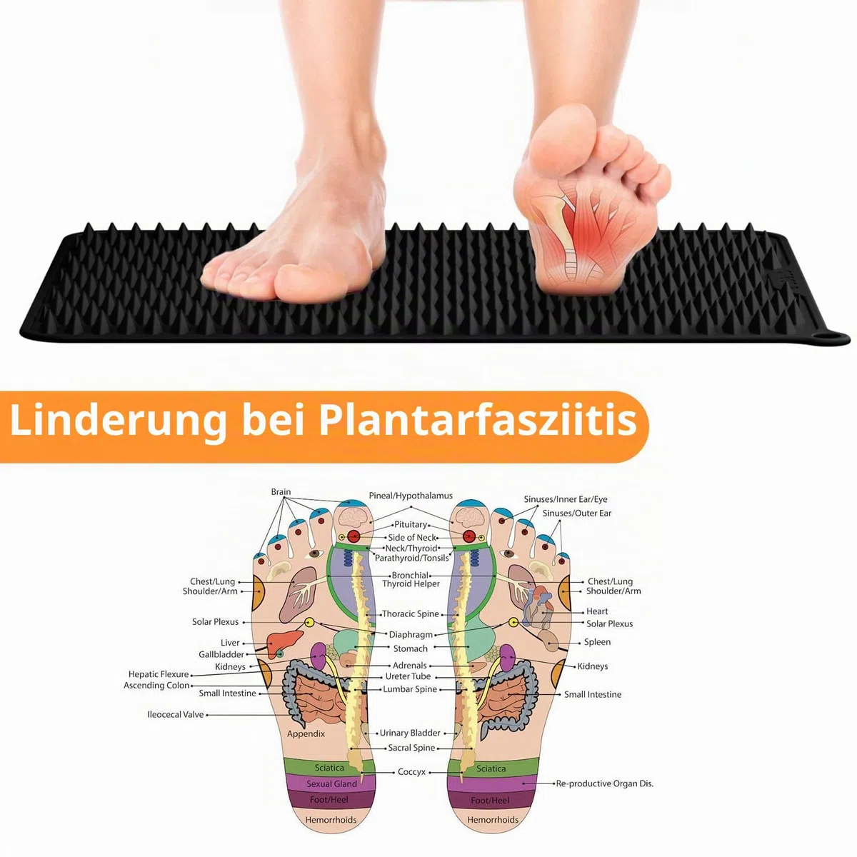 Akupressur-Matte für die Fußmassage, Silikon-Fußreflexzonenmatte, Tragbare Fußmatte zur Linderung von Plantarfasziitis und Muskelentspannung