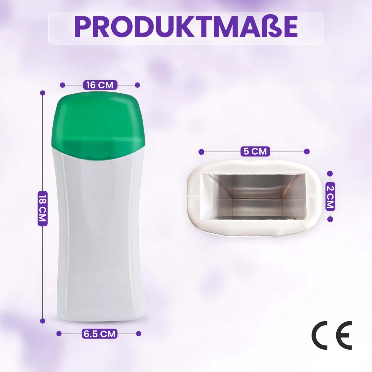Dermawax Roll-On Wachswärmer Set – 100 ml Weintraube Warmwachs Wachspatrone für Haarentfernung, Anwendung mit Vliesstreifen für Beine, Arme, Rücken –Titanium Dioxid Wachs für empfindliche Haut