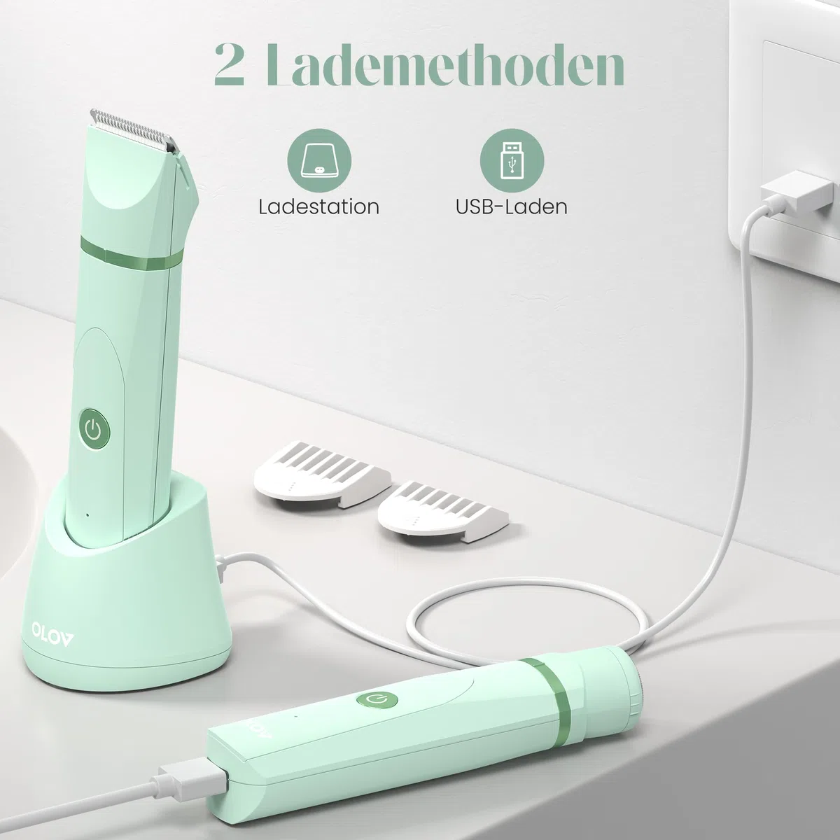 Intimrasierer für Frauen，Rasierer Damen für Achselbein Arm Körper Gesicht ，Rasierer Damen Intimbereich Nass- und Trockengebrauch, Wiederaufladbarer Damenrasierer Elektrisch mit USB Ladestati