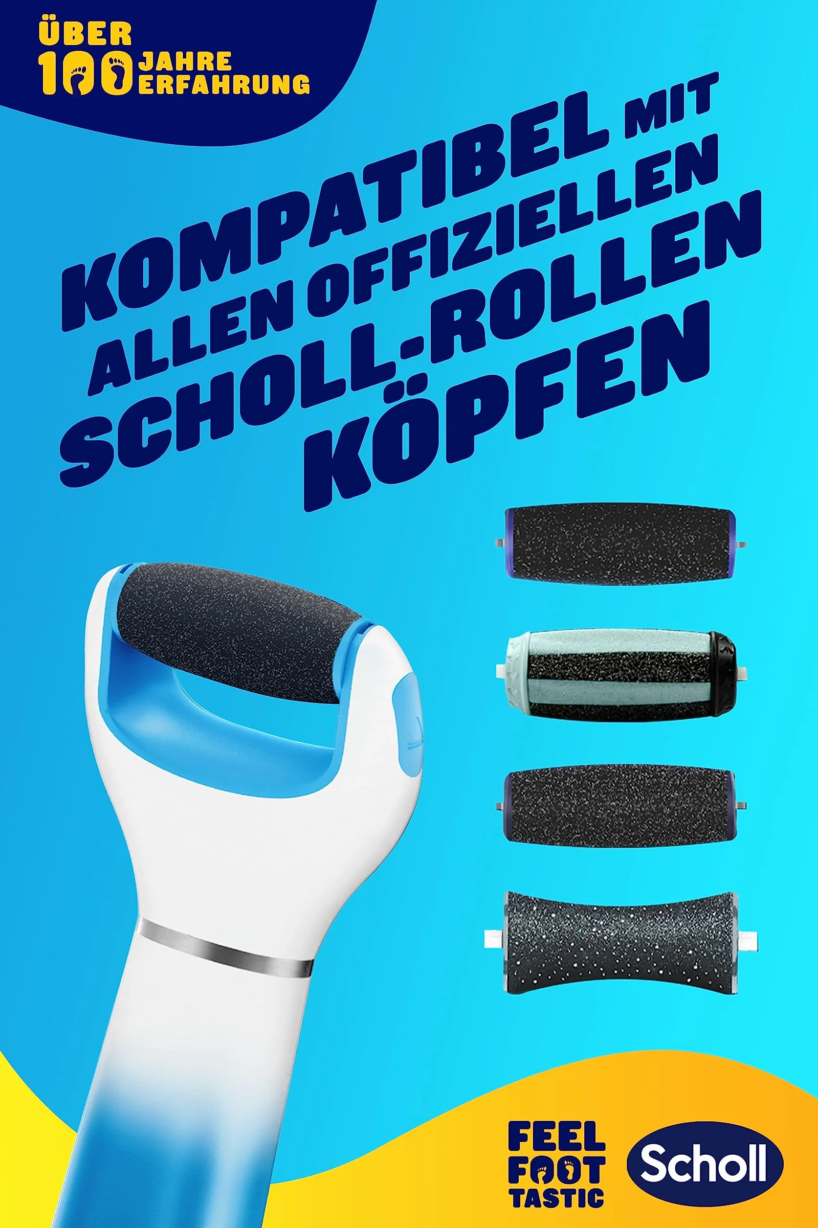 Scholl Expert Care, Hornhaut Entfernung für seidig weiche Füße,elektrischer Hornhautentferner schnell & Mühelos (mit Meeresmineralien Rolle für präzise Ergebnisse,1 Gerät inkl. Rolle)1 Stück(1er Pack)