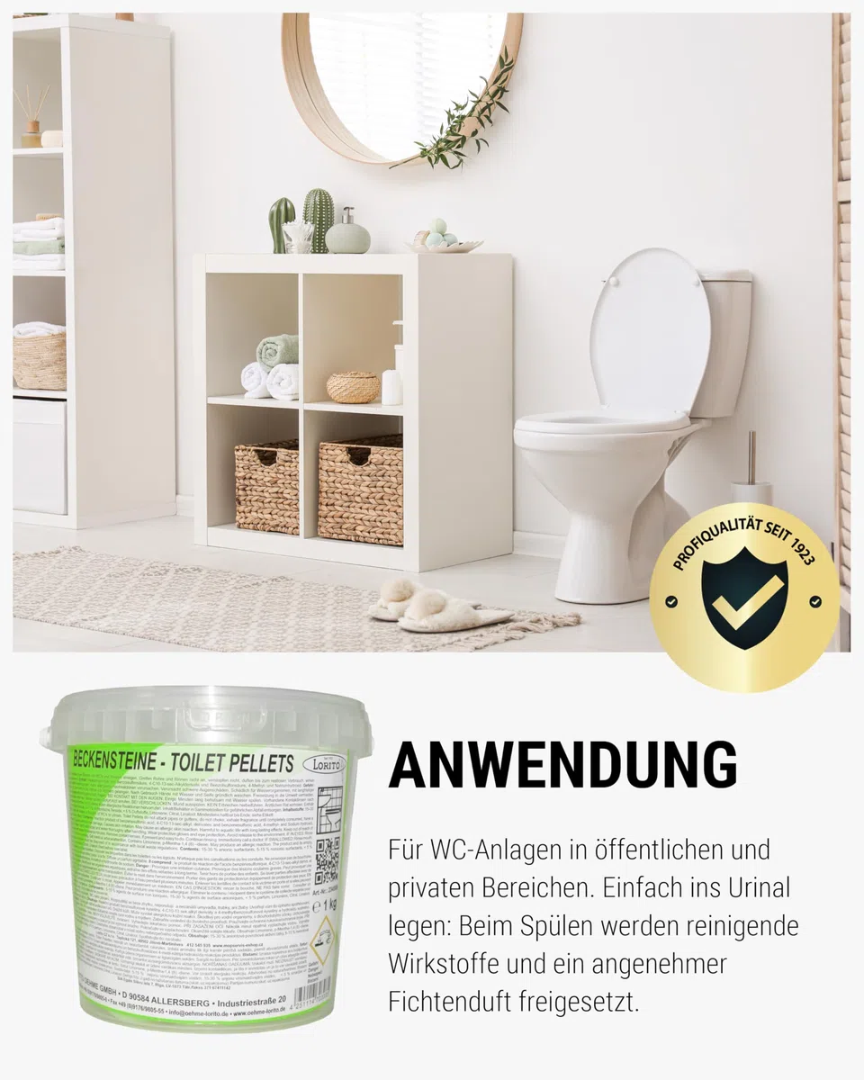 Lorito Beckensteine für Urinal, 1 kg, Fichte-Duft | Urinalsteine mit Fichte-Duft für neue Frische auf dem WC, geeignet in Privat-WCs, Gastronomie & öffentliche Einrichtungen