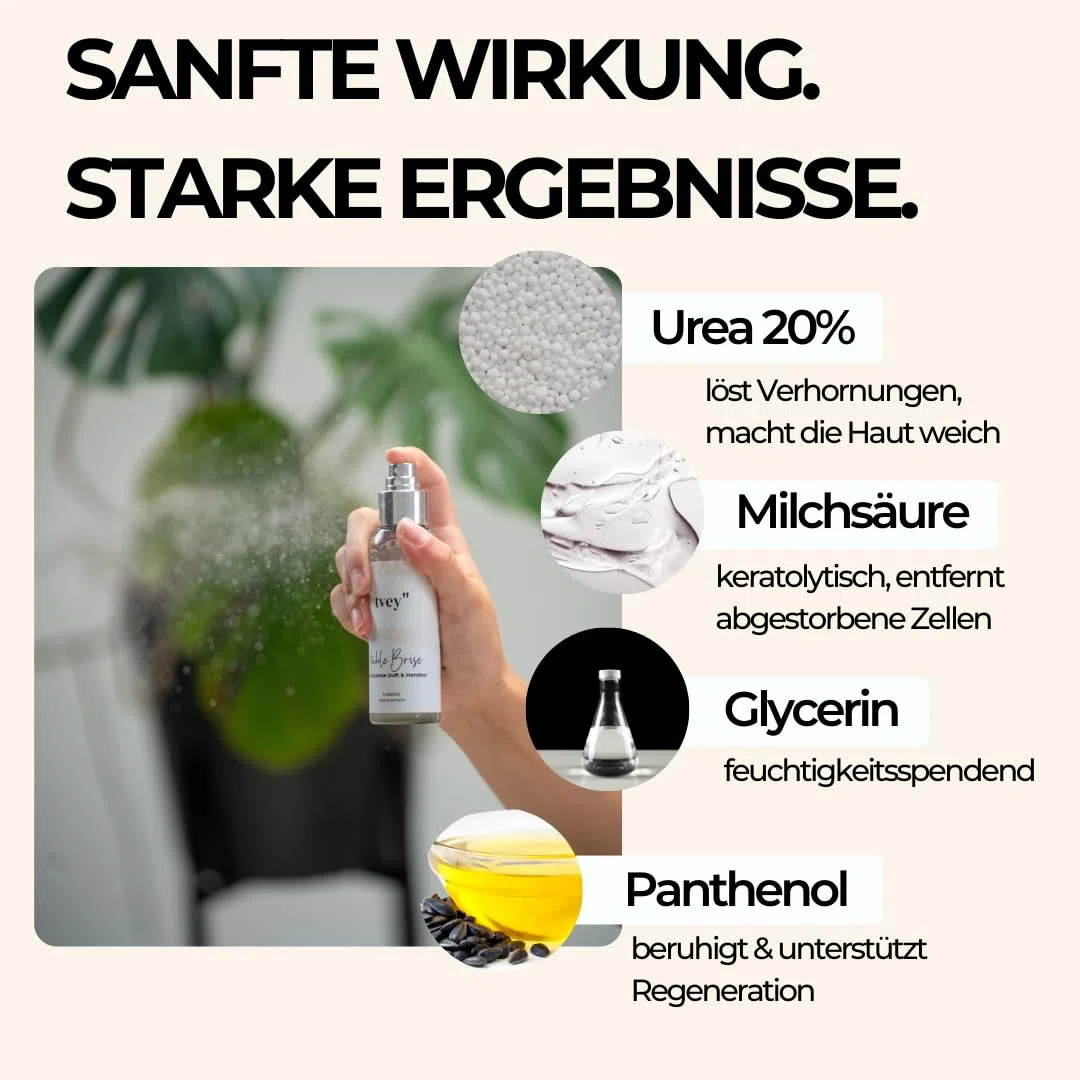 tvey" weg damit: Hornhautentferner Spray mit Soforteffekt - Mittel gegen Hornhaut und trockene Haut - mit extra viel Urea für weiche Füße - Hornhautweicher Made in Germany 100ml Vegan