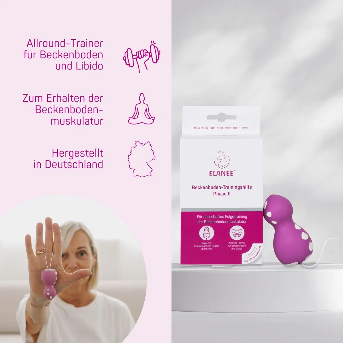 ELANEE Beckenboden-Trainingshilfe Phase II zum dauerhaften Beckenbodentraining durch passive Stimulation der Beckenbodenmuskulatur (705-00), 1 Stück (1er Pack)