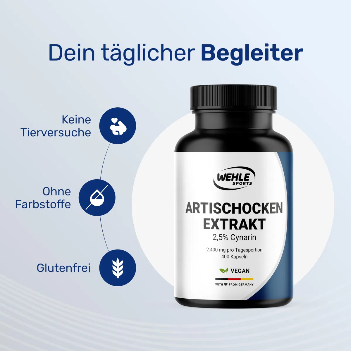 Artischockenextrakt Hochdosiert - 400 Kapseln - 2.400 mg pro Tagesdosis davon 60mg Cynarin - Artischocken Extrakt hochdosiert, Artischocke - Vegan und produziert in Deutschland