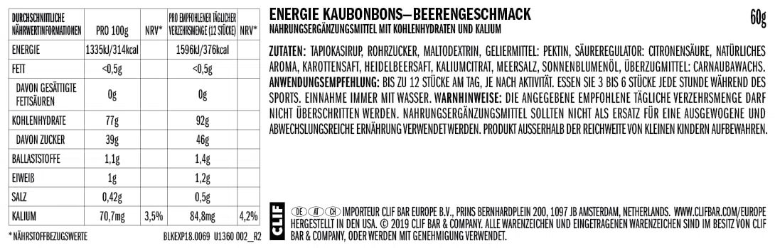 CLIF Bloks 6er Testpaket (6 x 60g)