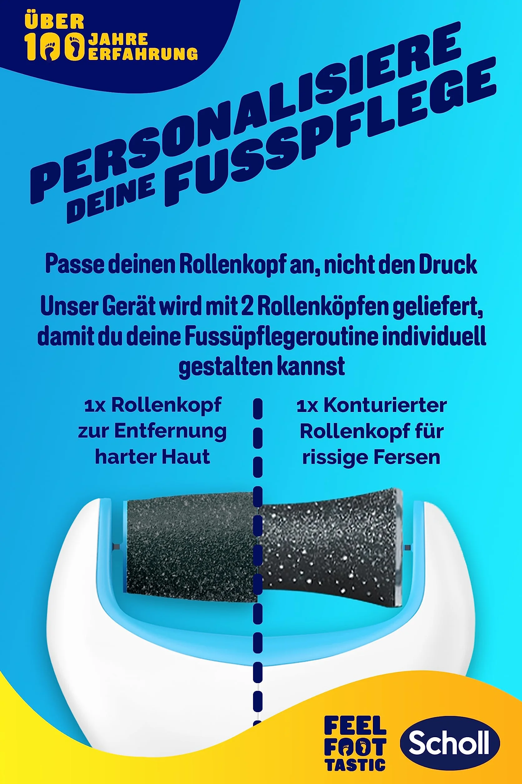Scholl Expert Care, Hornhaut Entfernung für seidig weiche Füße,elektrischer Hornhautentferner schnell & Mühelos (mit Meeresmineralien Rolle für präzise Ergebnisse,1 Gerät inkl. Rolle)1 Stück(1er Pack)