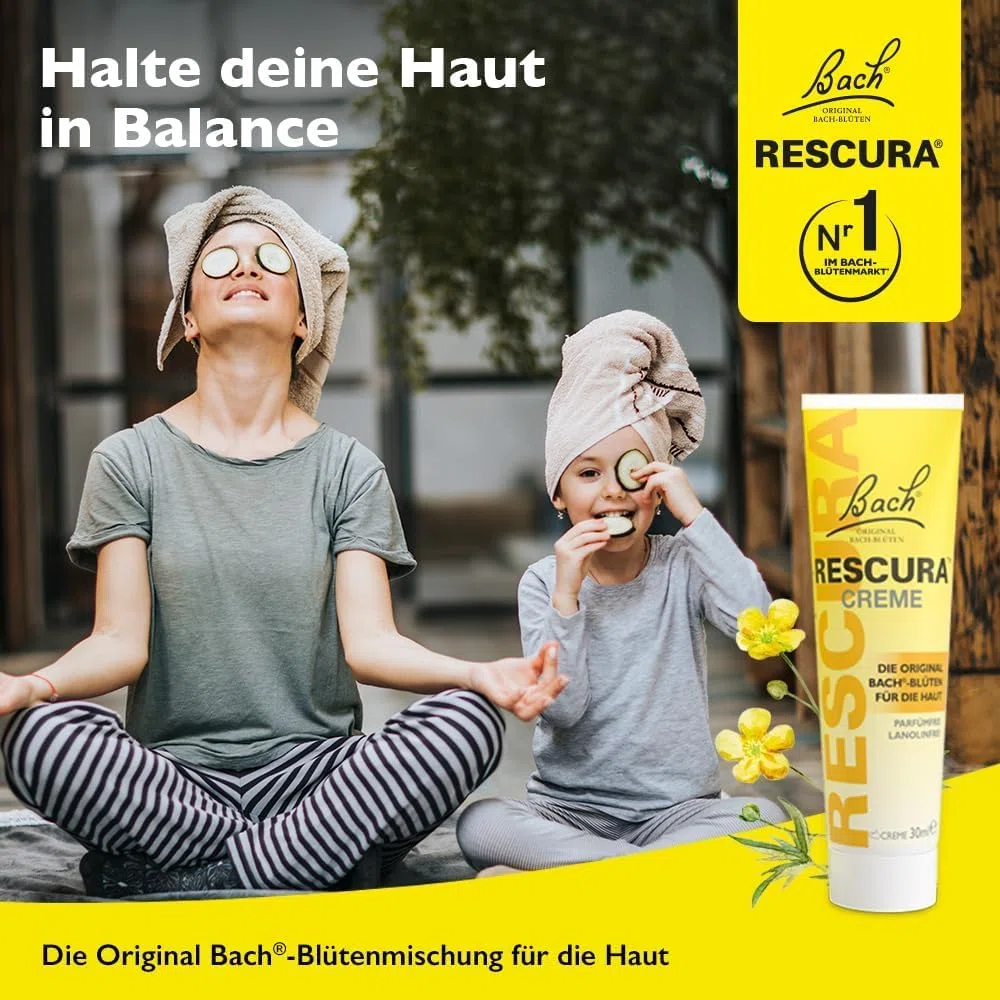 Bach RESCURA Bachblüten Creme I 150 ml I Bachblütencreme für empfindliche Haut I ehemals Rescue das Original