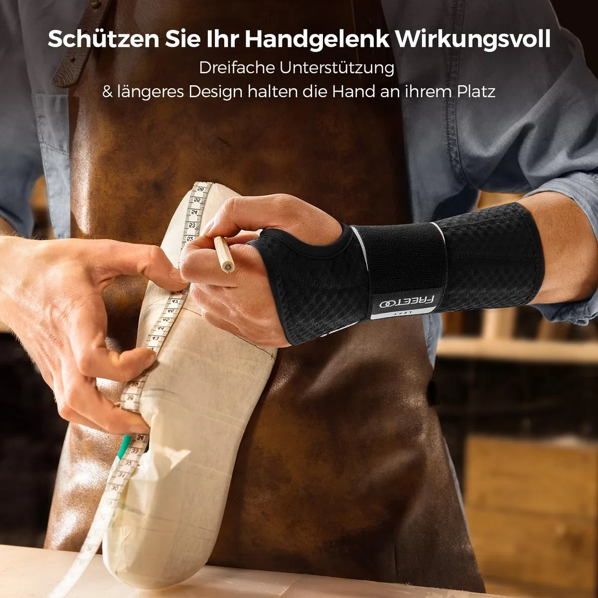 FREETOO Leicht-Passform Handgelenkstütze mit Bionisch Karpaltunnel Schiene, [Einstufig Tragen] Handgelenk Bandagen für RSI, Sehnenscheidenentzündung, Verlängert Handgelenkschiene für Frauen Männer
