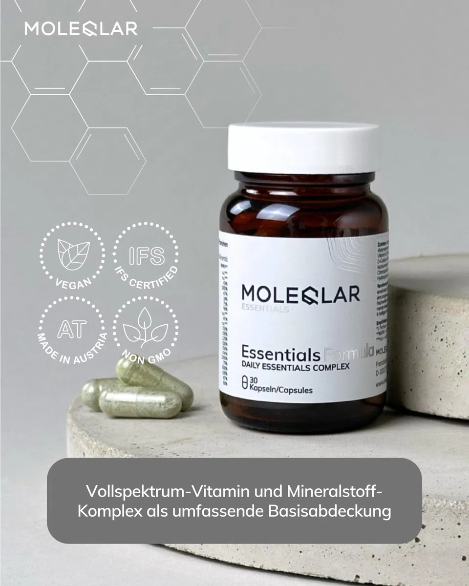 MoleQlar Essentials Formula 30 Kapseln - Vollspektrum-Vitamin und Mineralstoffkomplex in nur einer Kapsel pro Tag - Tägliche Basisabdeckung des Mikronährstoffbedarfs