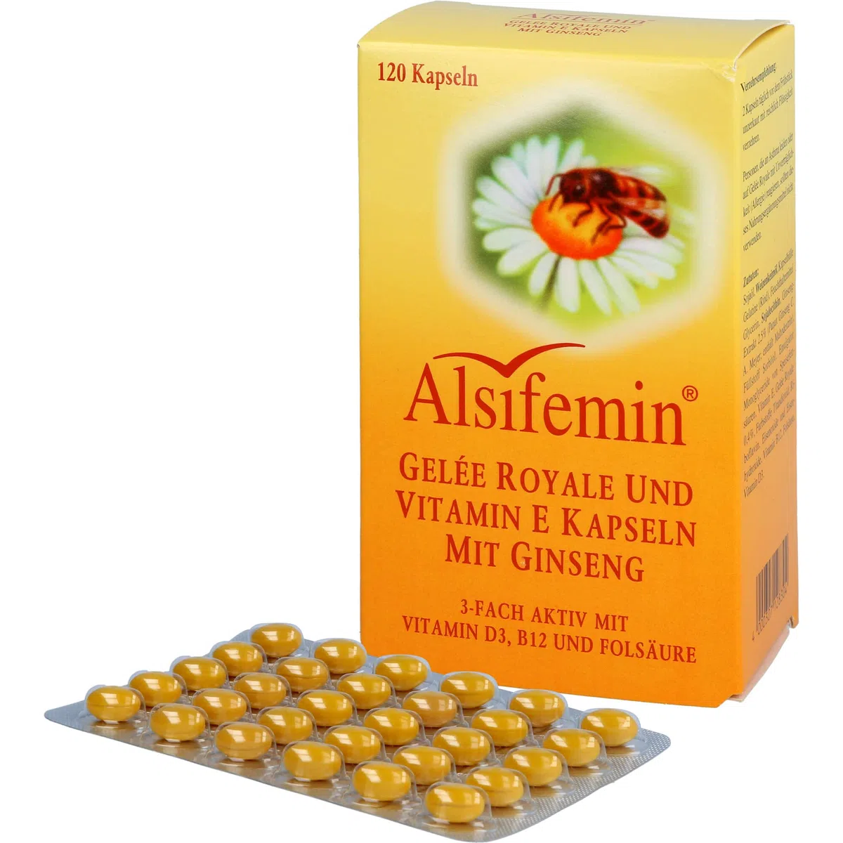 Alsifemin Gelée Royale und Vitamin E Kapseln mit Ginseng, 120 St. Kapseln