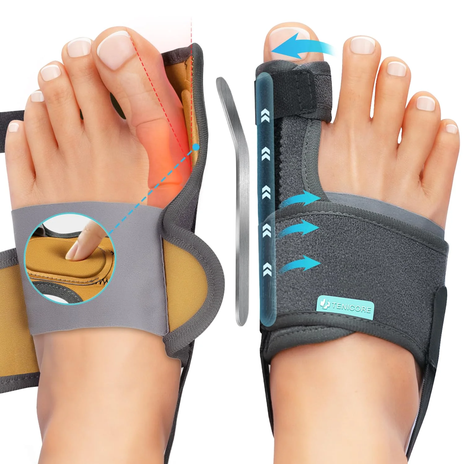 Verbessert Hallux Valgus Korrektur Mit 2 Winkeleisen Verdickt Silikonpad Zehenspreizer Zehenschutz 1 Paar Hallux Valgus Schiene Socken Bandage Damen und Herren
